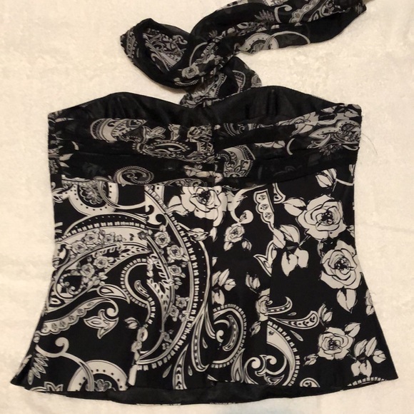 White House Black Market Paisley Halter Bustier Size 4 - Picture 4 of 5